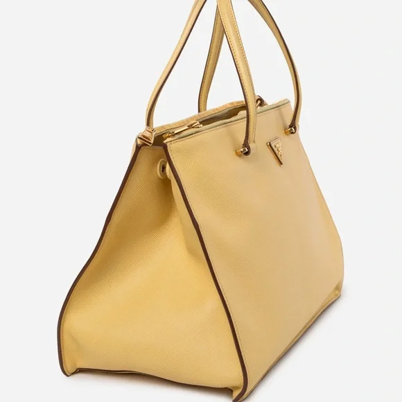 Prada Yellow Saffiano Leather Large Galleria Double Zip Tote Bag - Picture 4 of 4